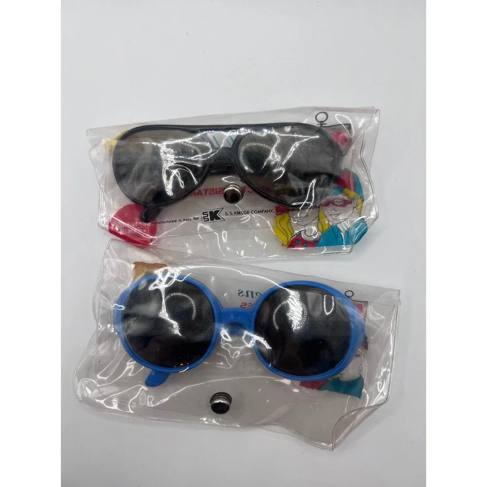 Set Of 1980s Kmart Children's Sunglasses Blue +‎ Black Plastic Unbreakable NOS